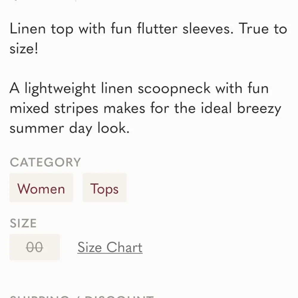 J CREW Linen Striped Flutter Sleeve Top
